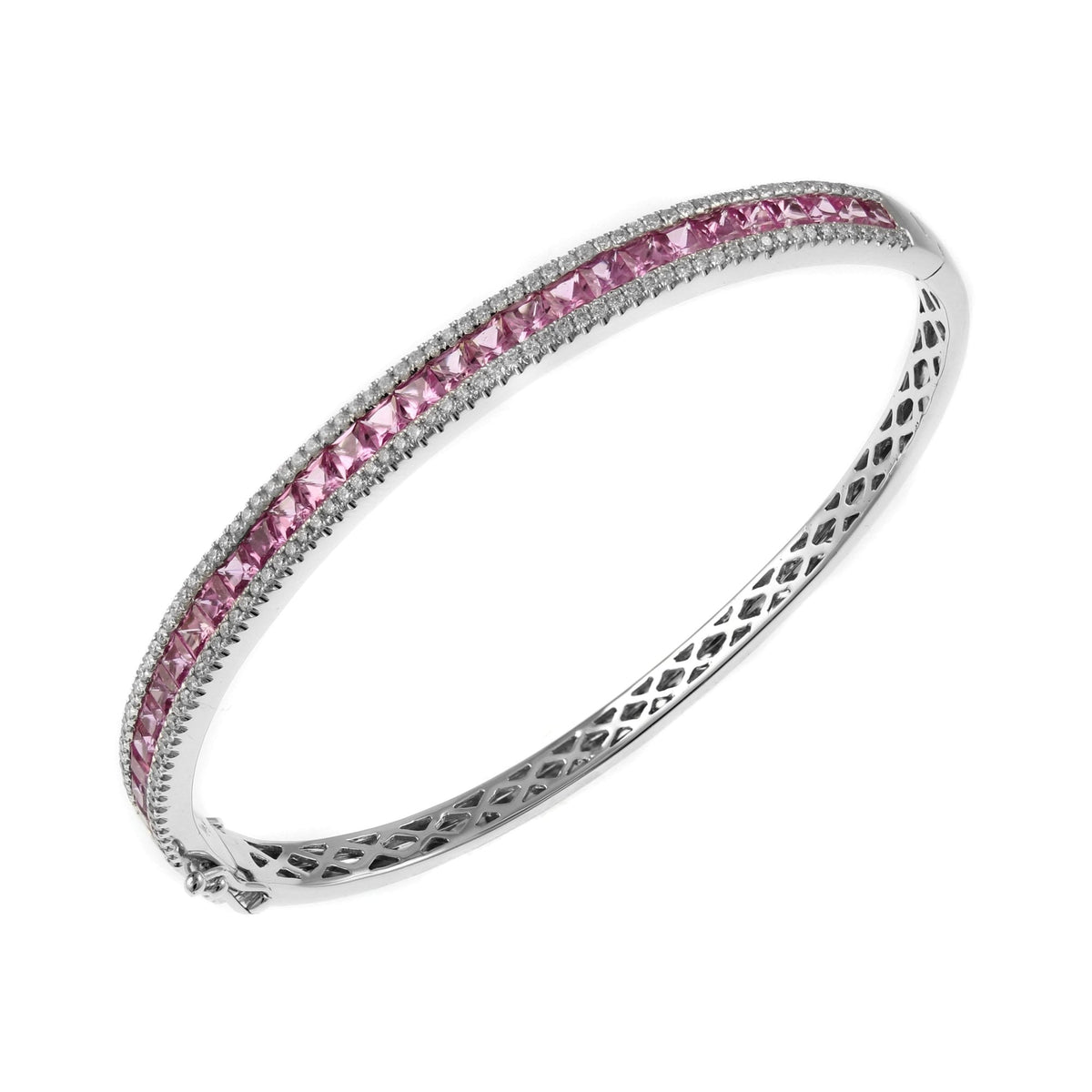 18ct white gold 4.56ct pink sapphire & 0.90ct diamond bangle