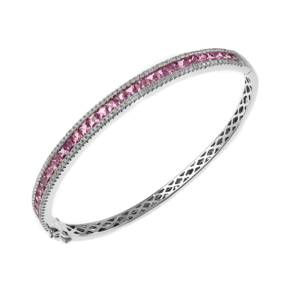 18ct white gold 4.56ct pink sapphire & 0.90ct diamond bangle