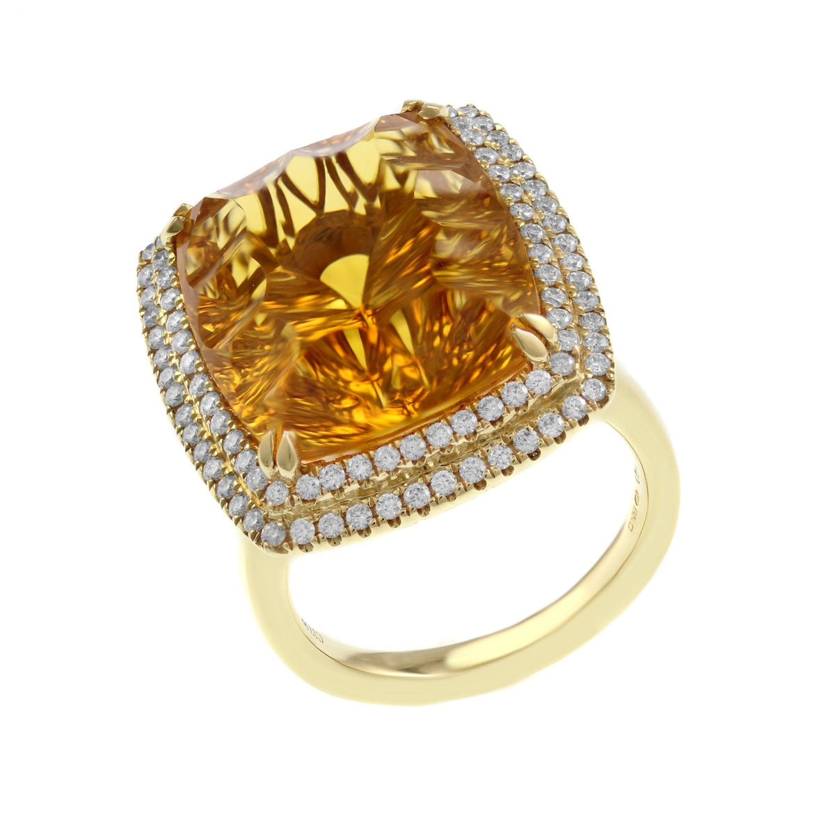 18ct yellow gold 17.88ct citrine & 0.68ct diamond ring