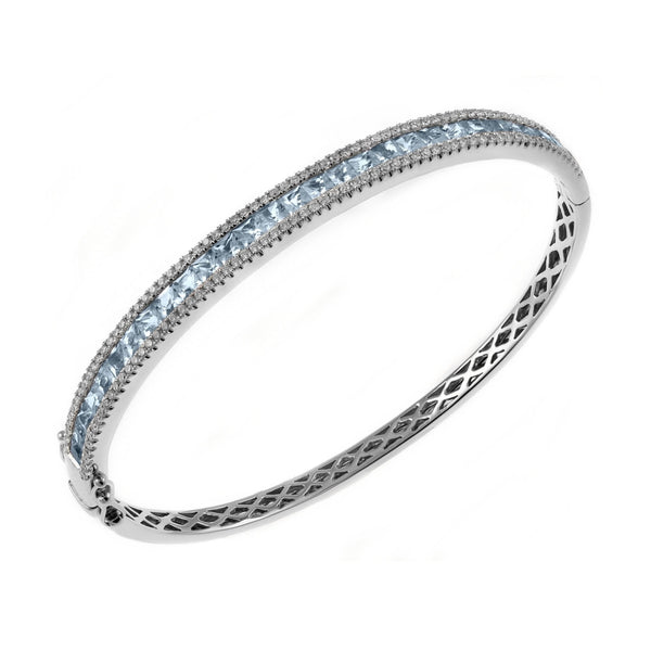 18ct white gold 2.91ct aquamarine & 0.88ct diamond bangle