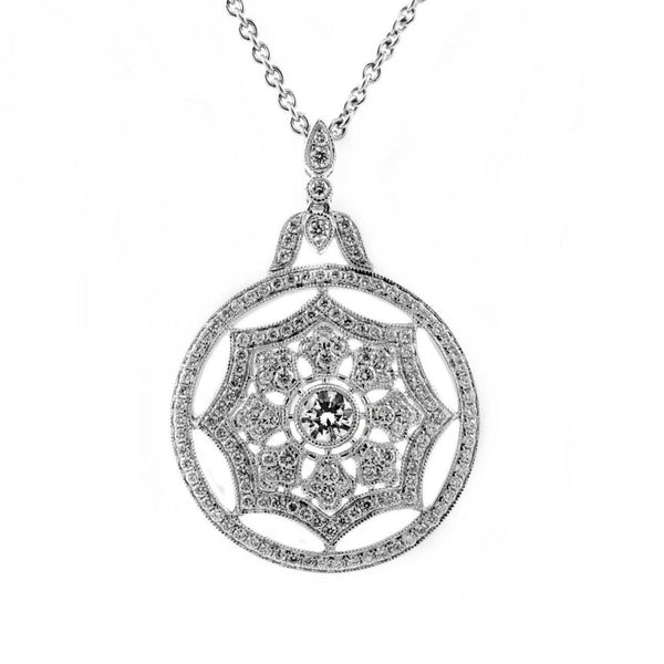 18ct white gold 1.13ct round brilliant diamond fancy pendant