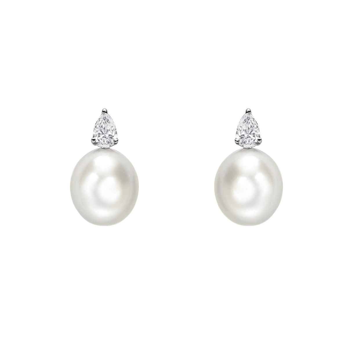 18ct white gold 11mm South Sea pearl & 1.01ct diamond earrings