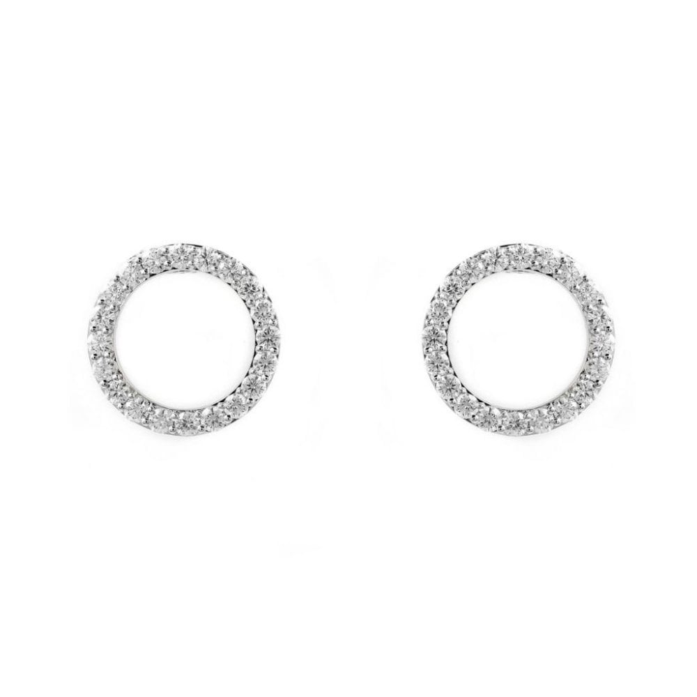 18ct white gold 2.00ct open circular diamond earrings