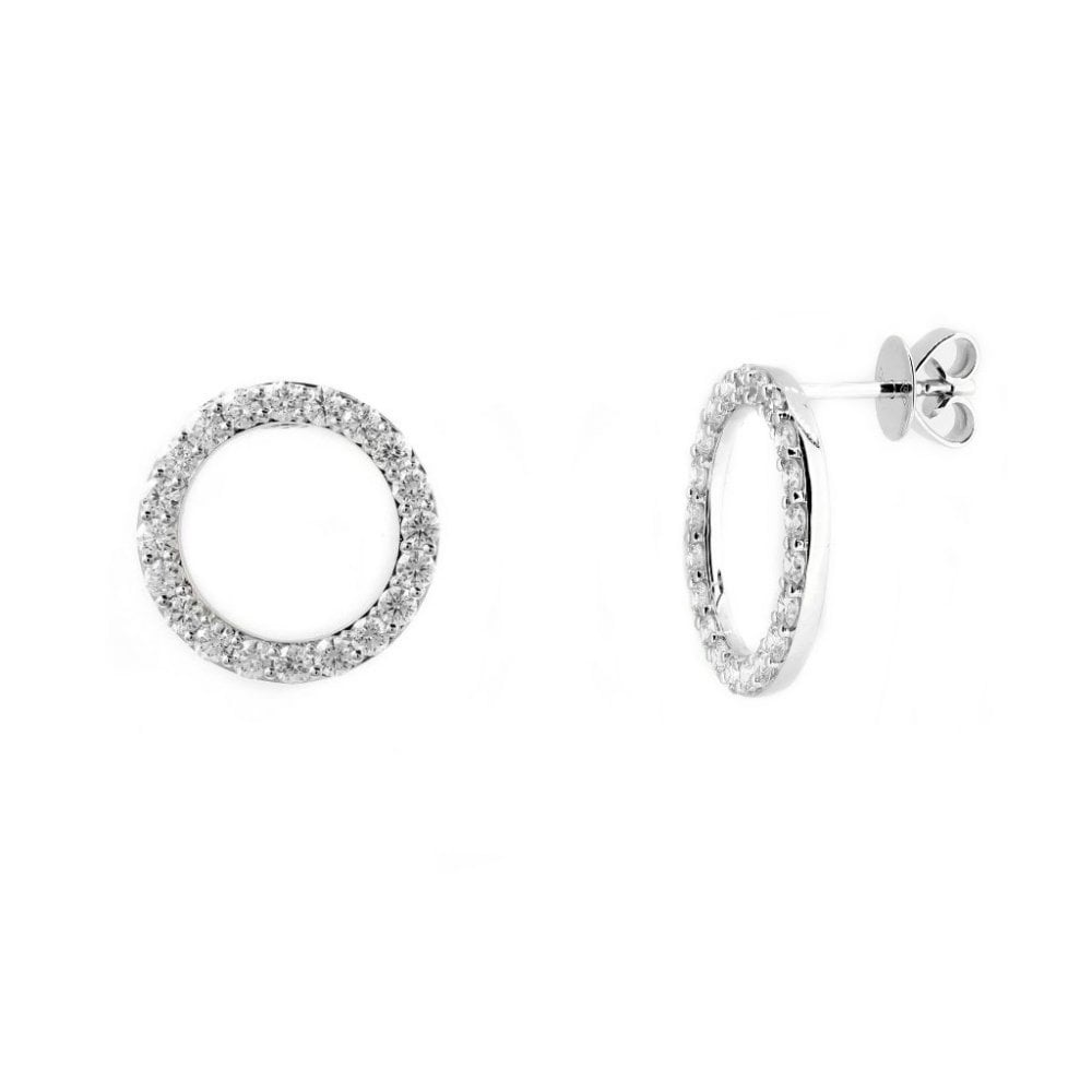 18ct white gold 2.00ct open circular diamond earrings