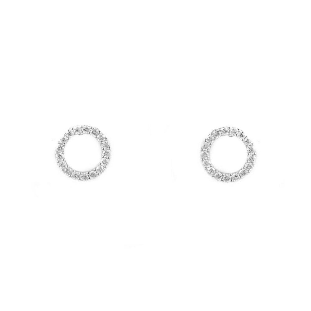 18ct white gold 1.00ct open circular diamond earrings