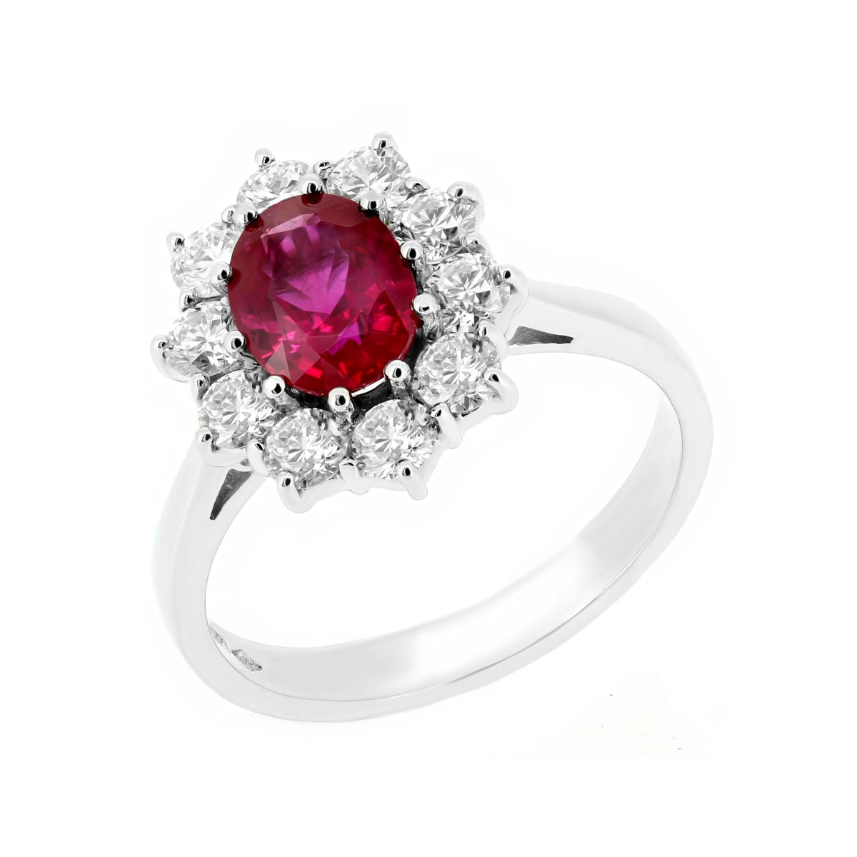 Platinum 1.58ct ruby & 1.00ct diamond cluster ring