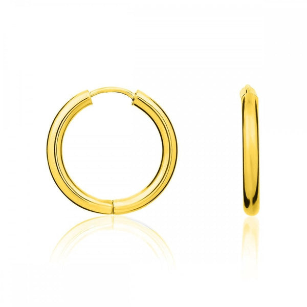 9ct yellow gold 15mm x 3mm hoop earrings