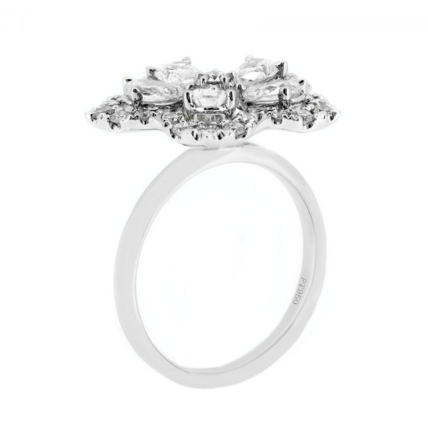 Platinum 1.81ct pear diamond flower cluster ring