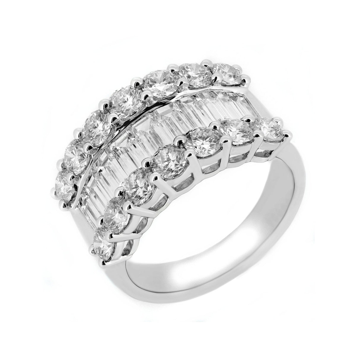 Platinum 3.80ct baguette & round brilliant diamond eternity ring