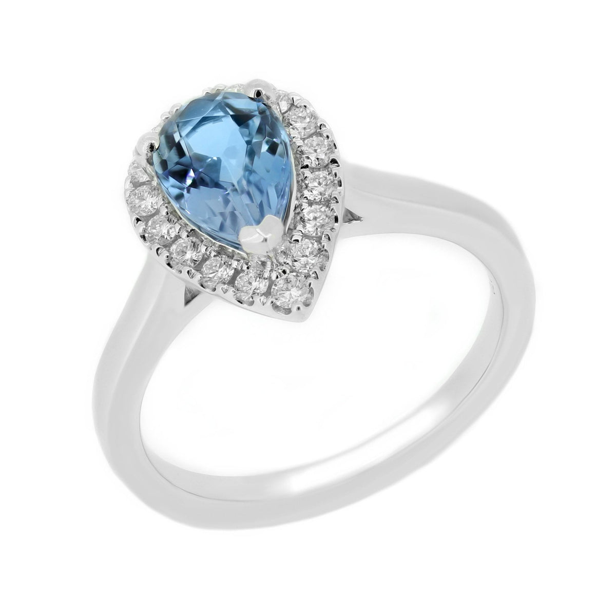 Platinum 1.14ct aquamarine & 0.27ct diamond halo ring