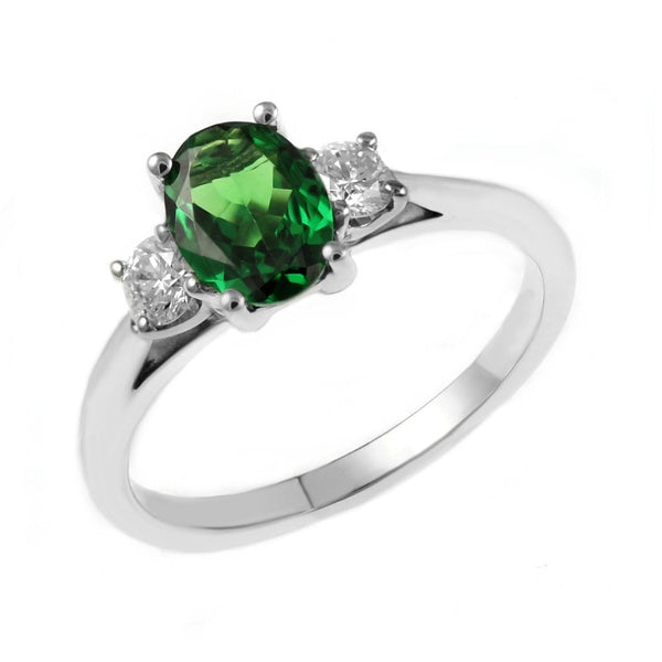 Platinum 0.84ct tsavorite garnet & 0.25ct diamond ring
