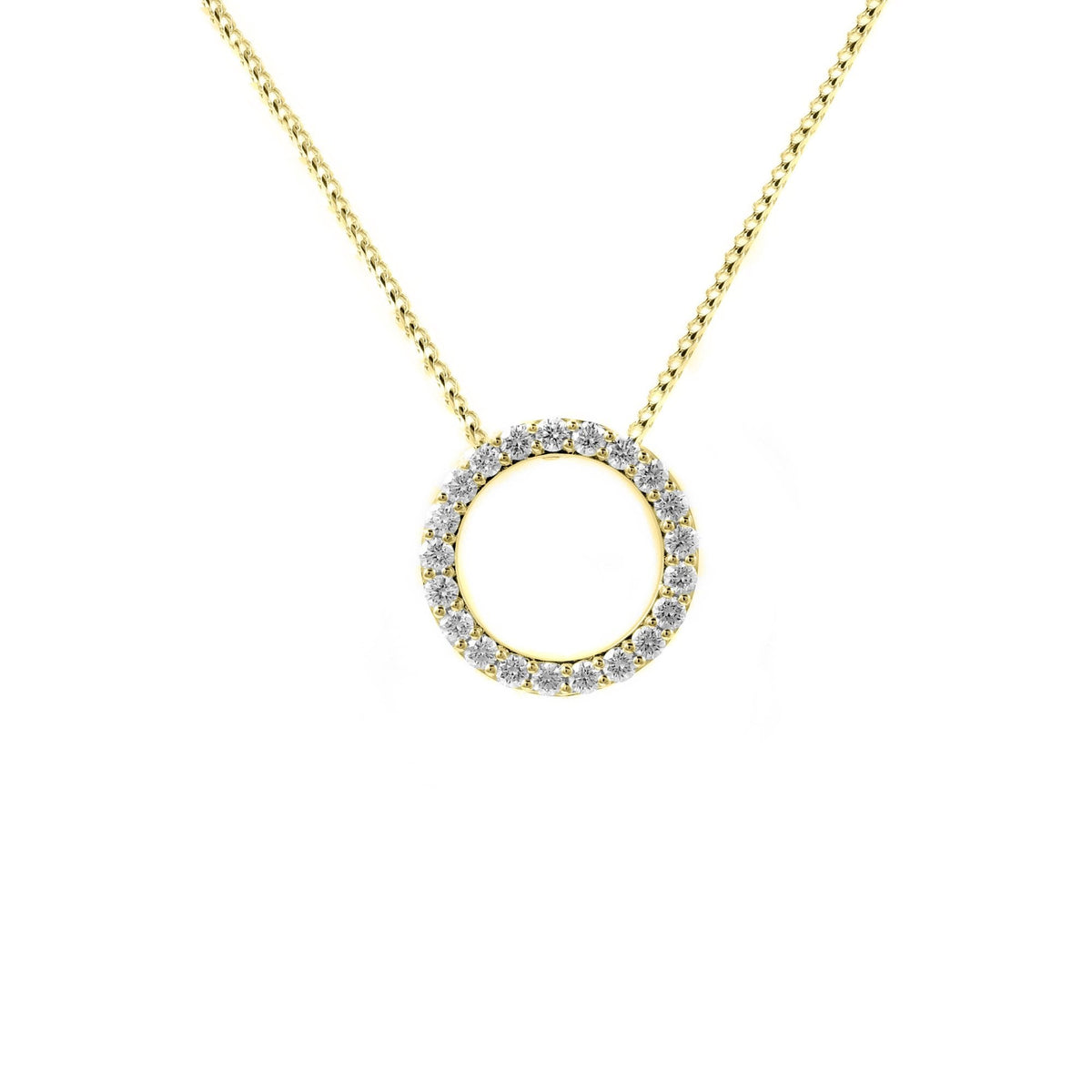 18ct yellow gold 0.71ct open circular diamond pendant