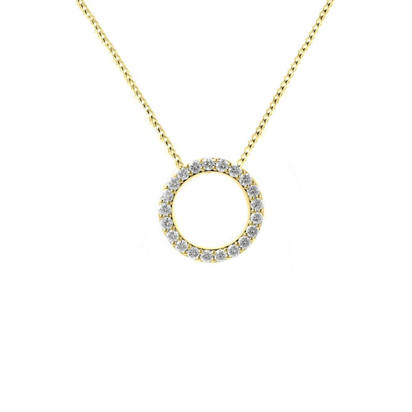 18ct yellow gold 0.71ct open circular diamond pendant