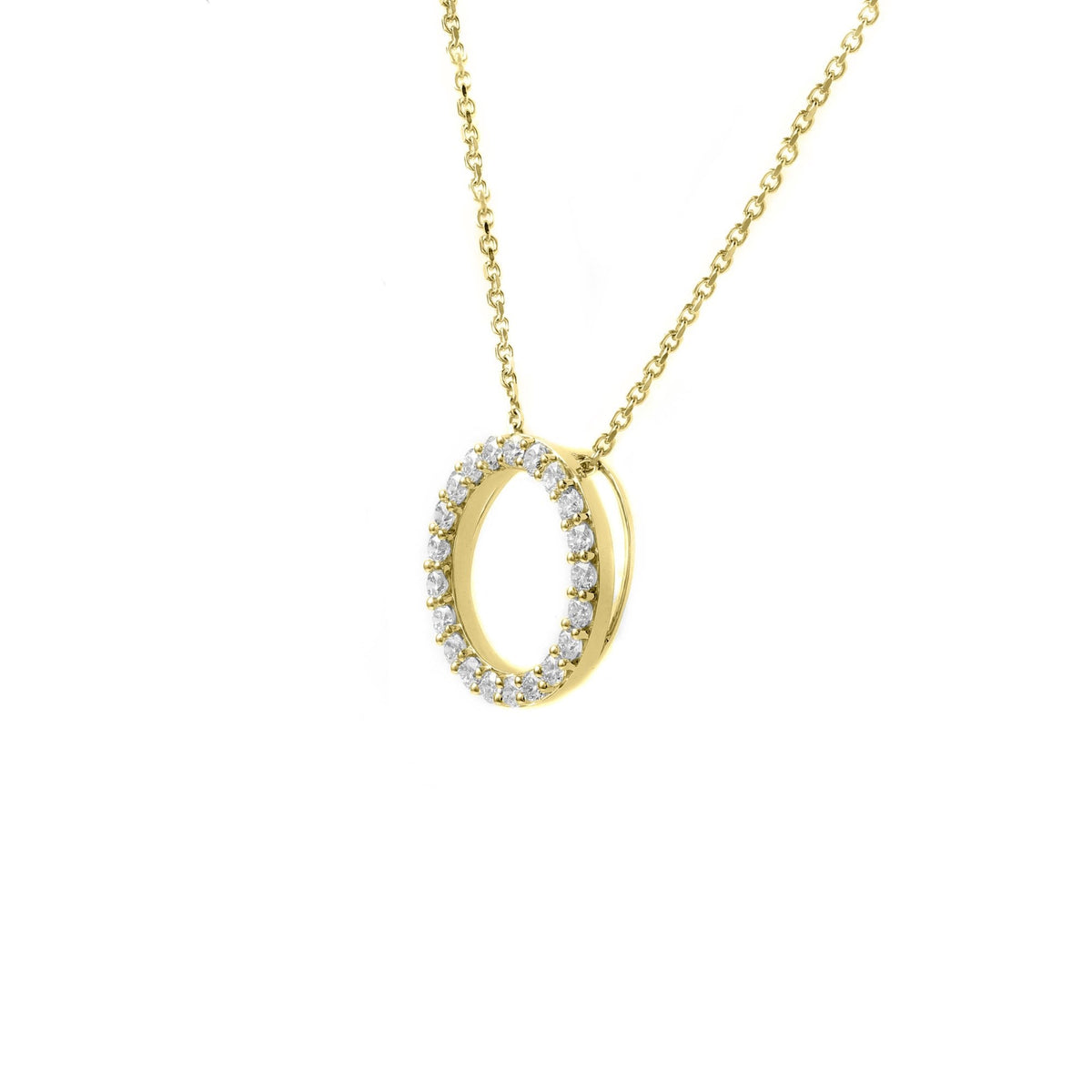 18ct yellow gold 0.71ct open circular diamond pendant