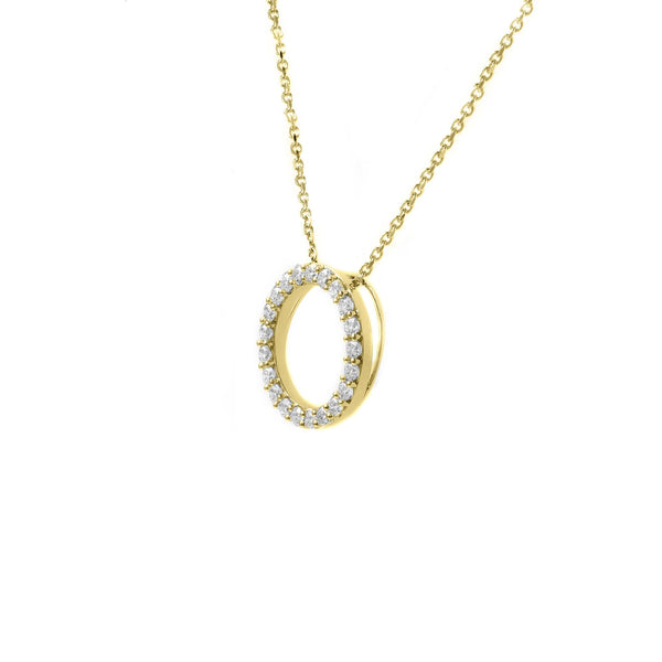 18ct yellow gold 0.71ct open circular diamond pendant