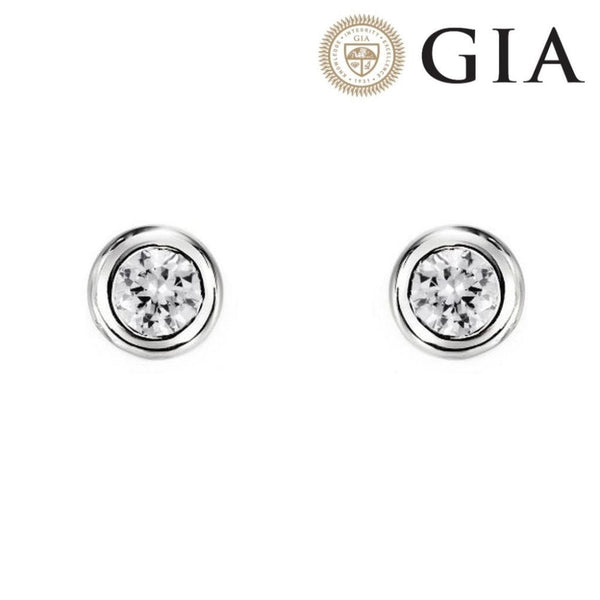 Platinum 0.80ct F VS2 GIA round brilliant diamond stud earrings