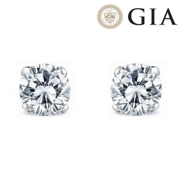 Platinum 2.01ct H SI2 GIA round brilliant cut diamond earrings