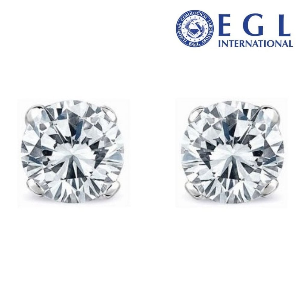 Platinum 4.03ct D SI1 EGL round brilliant diamond stud earrings