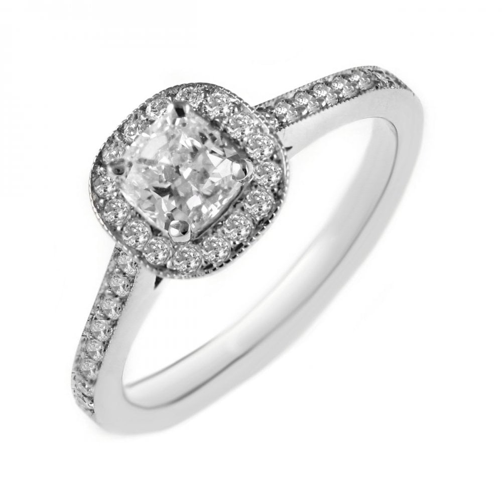 Platinum 0.51ct D VS1 GIA cushion cut diamond ring
