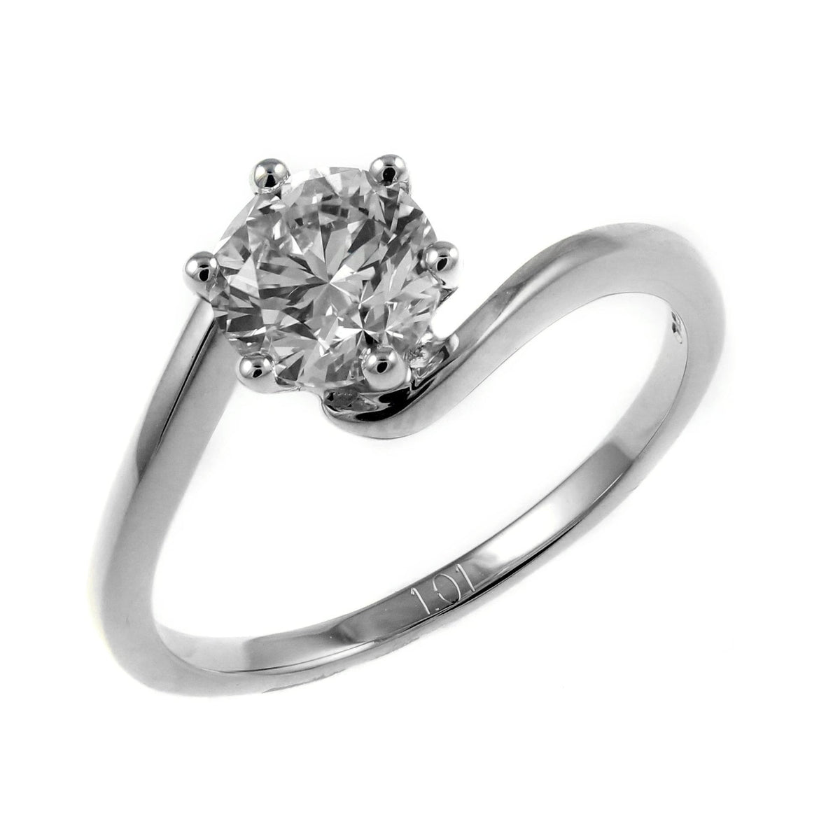 Plat 1.01ct F SI2 GIA round brilliant cut diamond twist ring