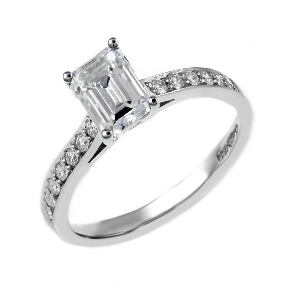 Platinum 0.94ct E VS1 GIA emerald cut diamond ring