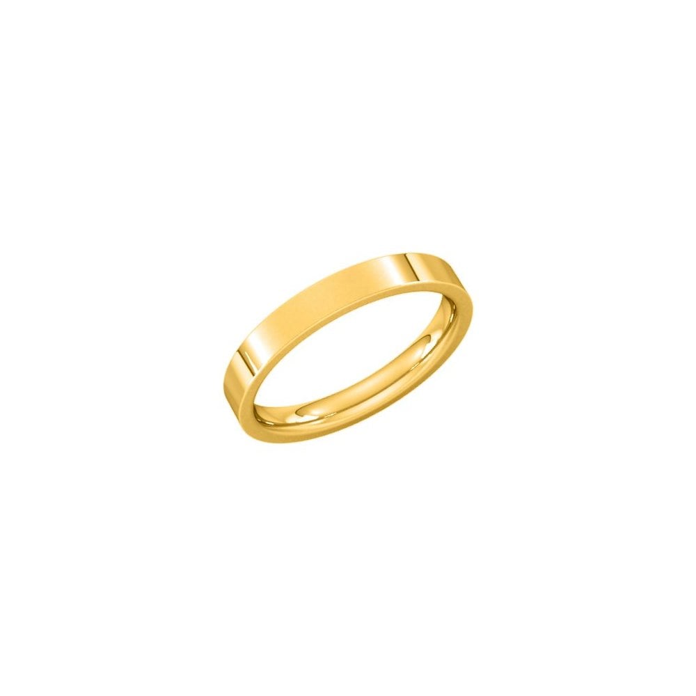 18ct yellow gold 3.0mm flat heavy weight court wedding ring