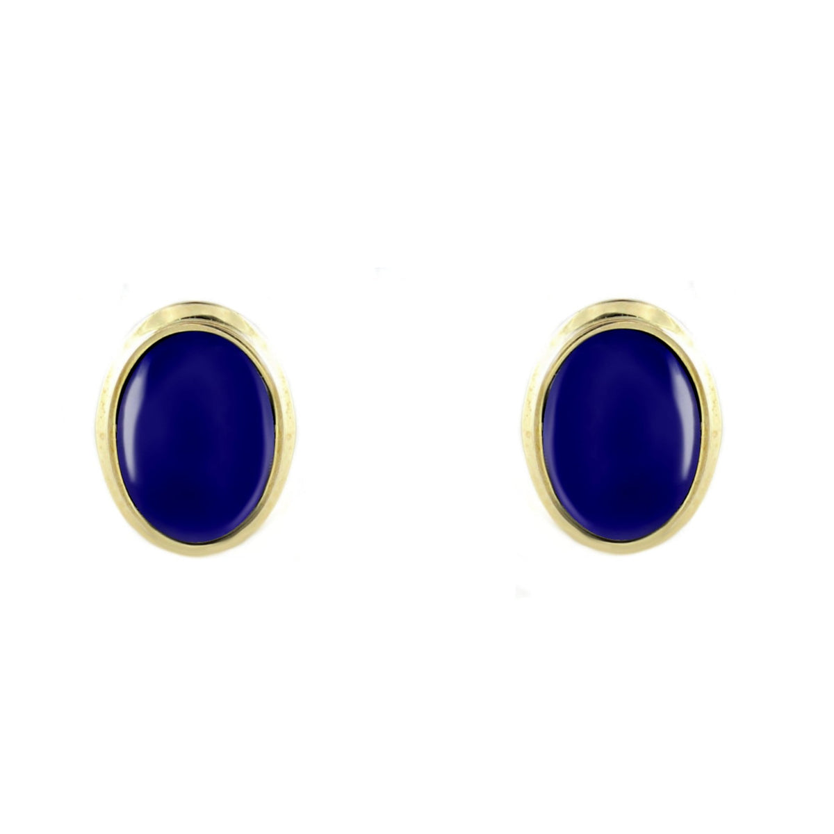 9ct yellow gold 8mm x 6mm lapis stud earrings