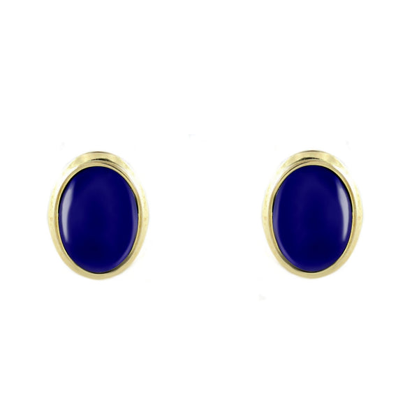 9ct yellow gold 8mm x 6mm lapis stud earrings