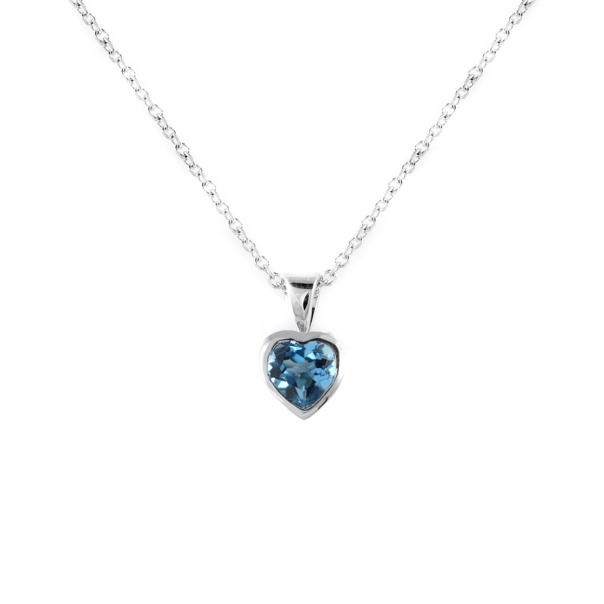 9ct white gold 7x7mm heart shape blue topaz pendant