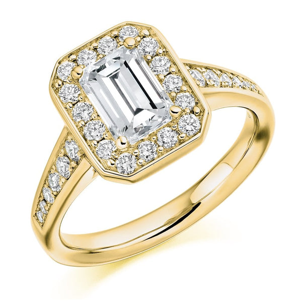 Preowned 18ct yellow gold 1.00ct GIA emerald cut diamond ring