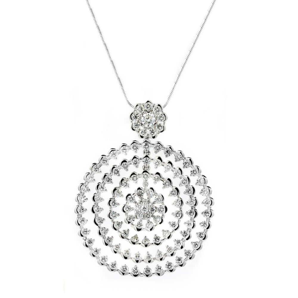 18ct white gold 5.05ct round brilliant diamond cluster pendant