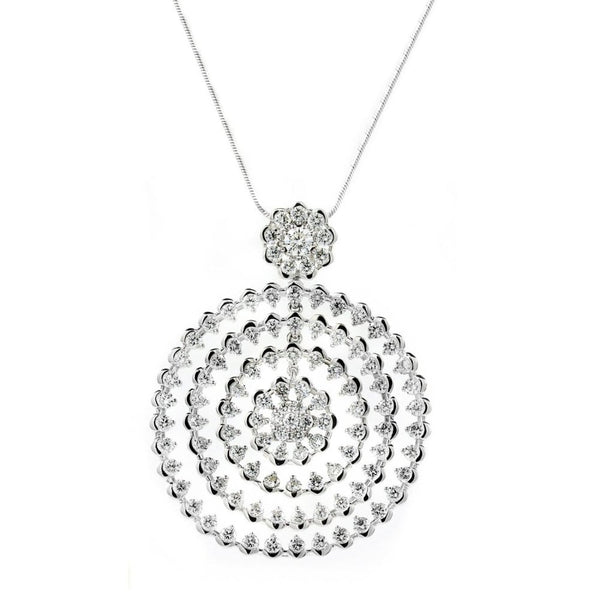 18ct white gold 5.05ct round brilliant diamond cluster pendant