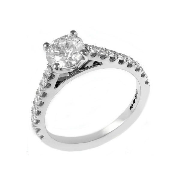 Platinum 1.00ct F SI1 GIA round brilliant diamond ring