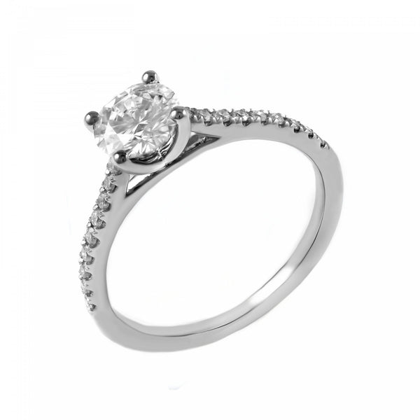 Platinum 1.00ct F SI1 GIA round brilliant cut diamond ring