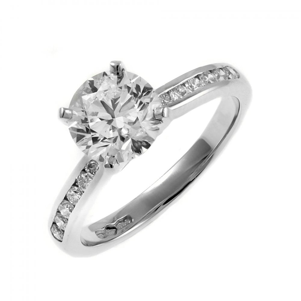 Platinum 1.02ct F SI1 GIA round brilliant cut diamond ring