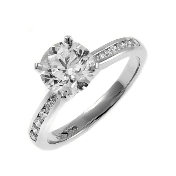 Platinum 1.02ct F SI1 GIA round brilliant cut diamond ring