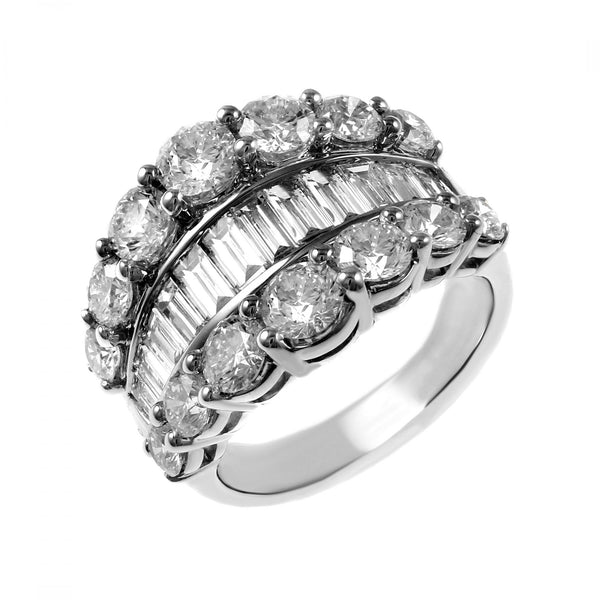 Platinum 4.06ct baguette & round diamond half eternity ring