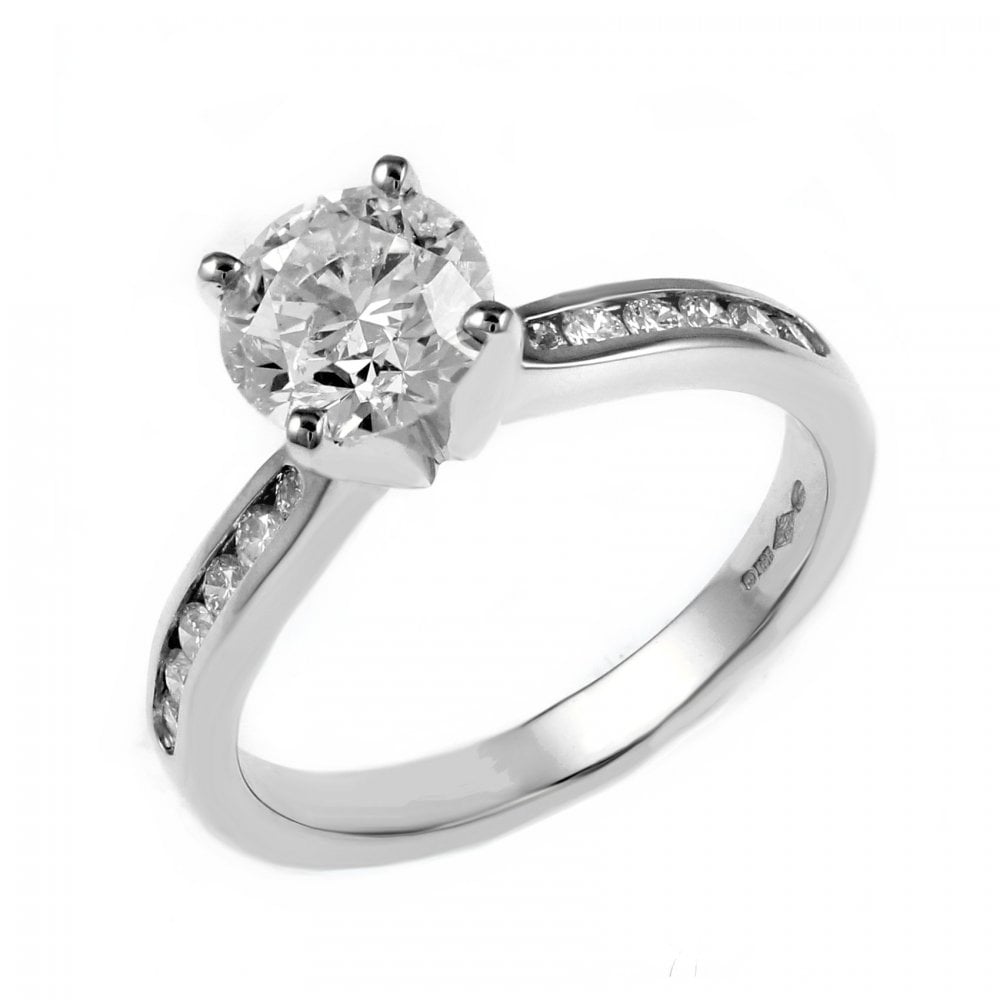 Platinum 1.20ct F VVS2 GIA round brilliant cut diamond ring