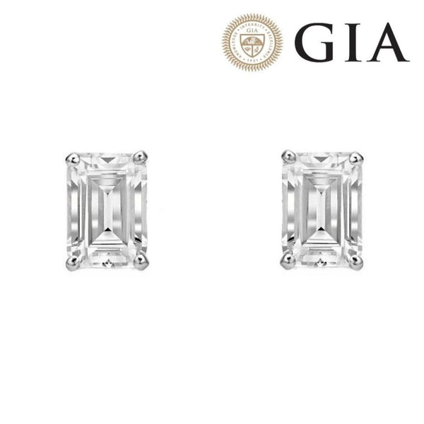 Platinum 0.82ct F VS2 GIA emerald diamond earrings