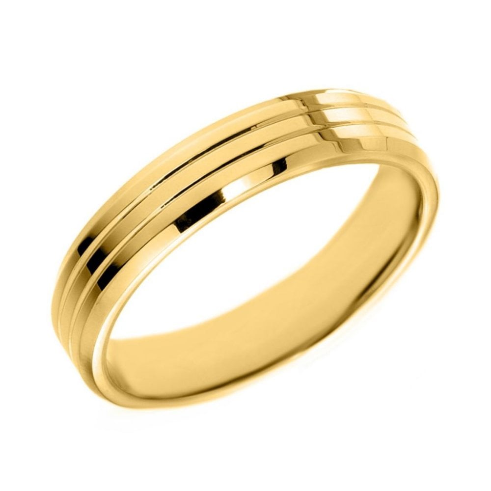 18ct yellow gold 6.0mm flat heavy weight court wedding ring
