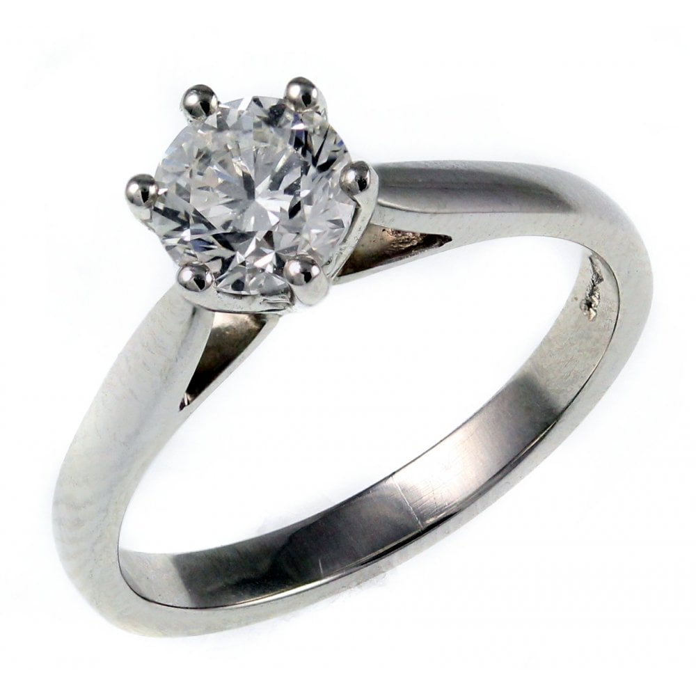 Platinum 0.73ct F VS1 IGL round brilliant cut diamond ring