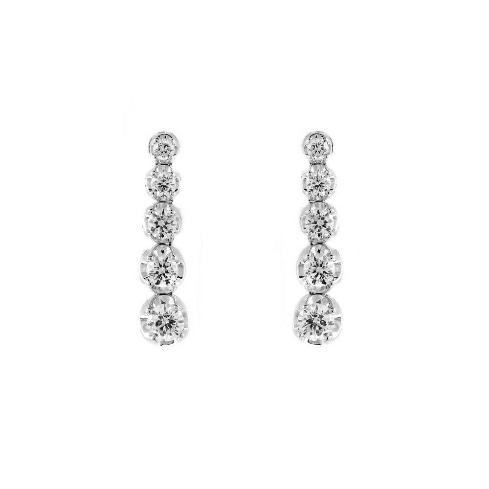 18ct white gold 2.66ct round diamond graduated drop earrings