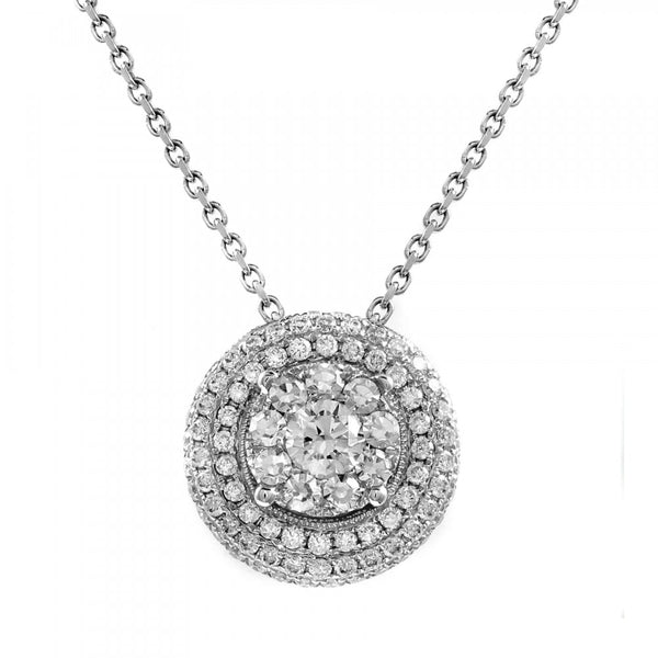 18ct white gold 0.87ct invisible cluster diamond pendant