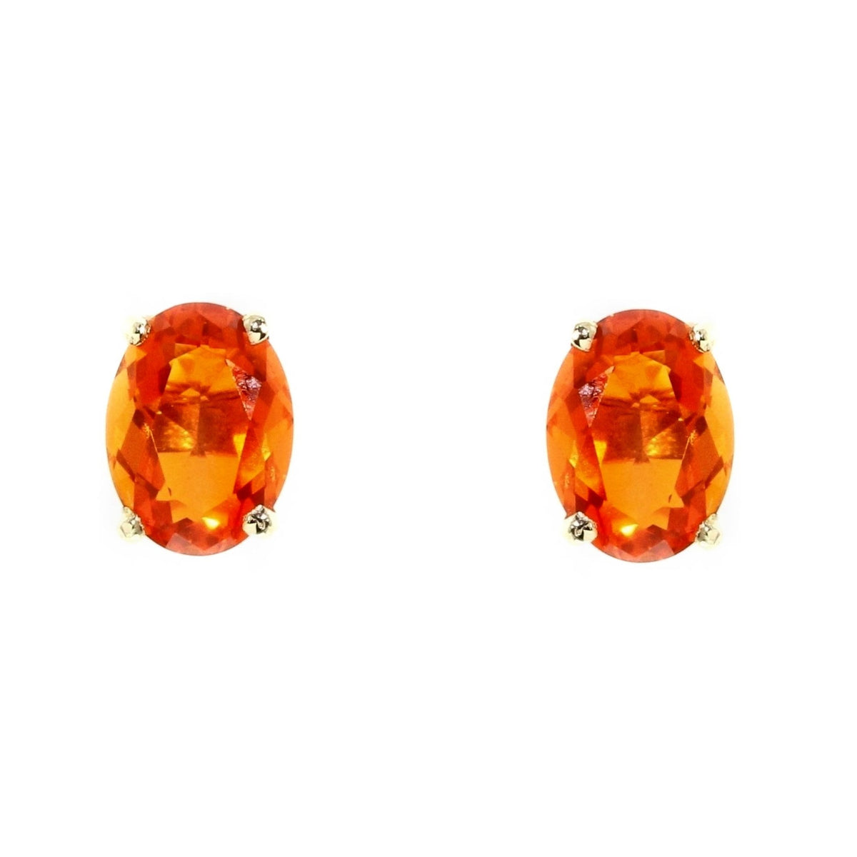 9ct yellow gold 7mm x 5mm oval fire opal stud earrings