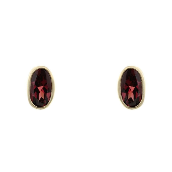 9ct yellow gold 6mm x 4mm oval rhodalite garnet stud earrings