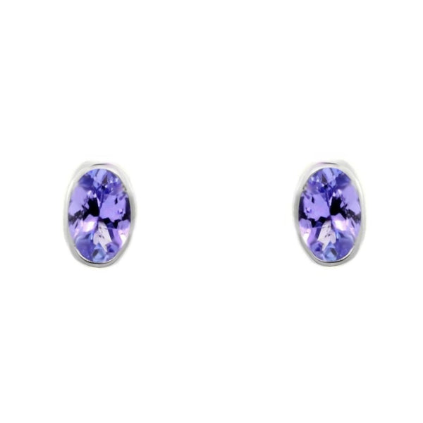 9ct white gold 6mm x 4mm oval tanzanite stud earrings