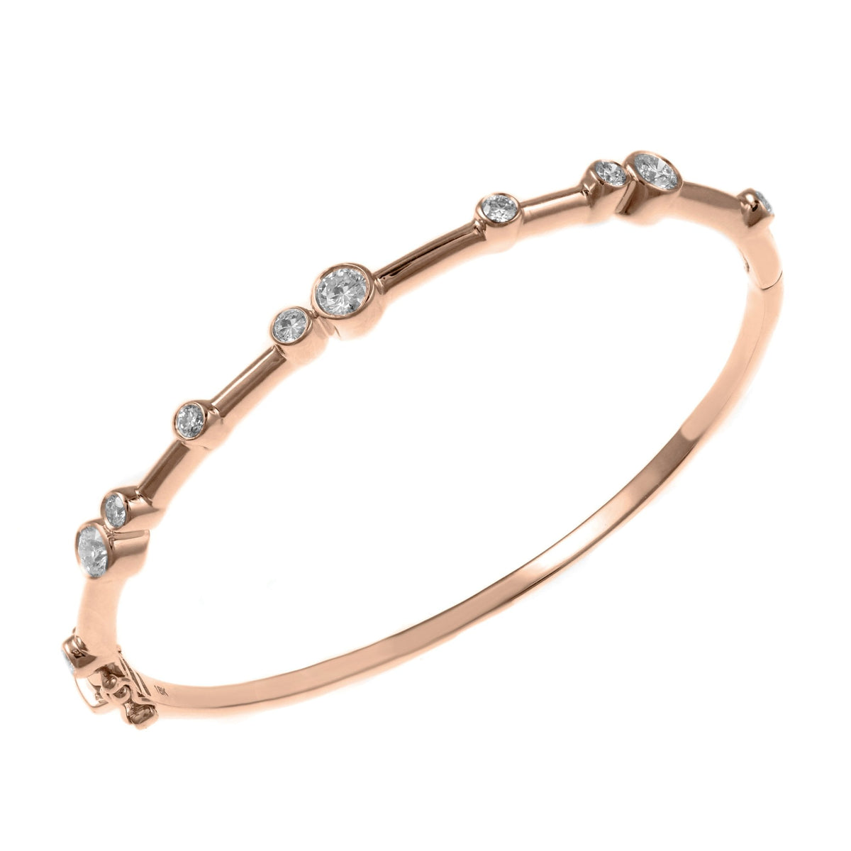 18ct rose gold 0.99ct round brilliant cut diamond bangle