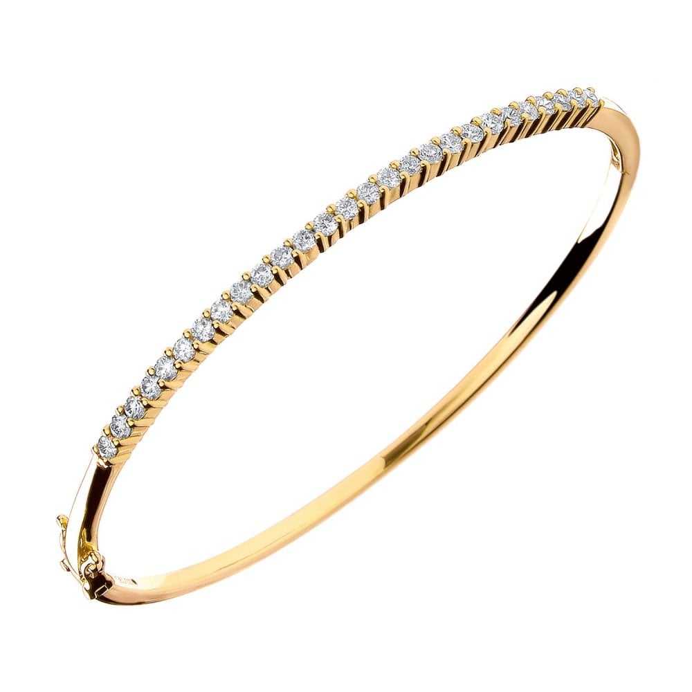 18ct yellow gold 1.10ct round brilliant cut diamond bangle