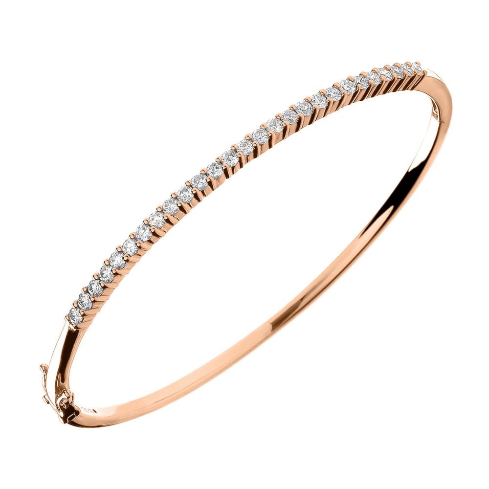 18ct rose gold 1.10ct round brilliant cut diamond bangle