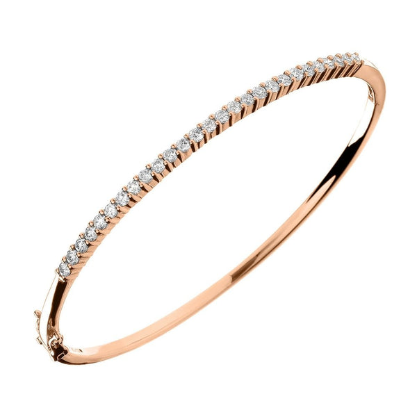 18ct rose gold 1.10ct round brilliant cut diamond bangle